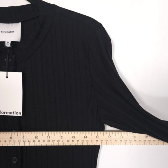 NWT Reformation Women's MEDIUM Lani Knit Maxi Dress Black USA MADE Button Front - Picture 7 of 12